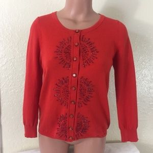 Anthropologie French Knot Cardigan Red/Orange XS